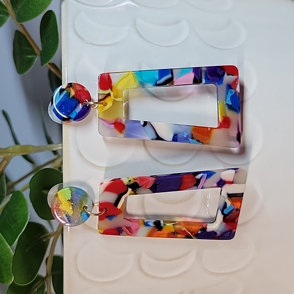 Jewelry - Rainbow Kaleidescope Drop Earrings, S925